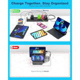 Charging Station For Multiple Devices : 5 Port Multi Usb-A Charger Stations Multi-Device Organizer Charging Dock Designed For Iphone Ipad Cell Phone Tablets (7 Short Cables Included), Gray