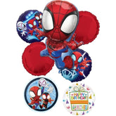 Spidey and Friends Birthday Party Supplies 7pc Foil Balloon Bouquet Decorations