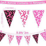 49ft Breast Cancer Awareness Banner Pink Ribbon Pennant Decor, Vibrant