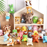 32 Pcs Mini Animal Plush Toy Assortment Cute Small Safari Stuffed Toys Small Animals Keychain Decoration Gift Carnival Prize Party Favor(Jungle Animals)