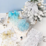 Snowflake Glitter Wired Ribbon, Ivory Organza Sheer Ribbon With Gold G