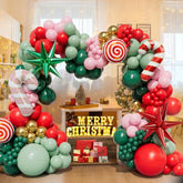 163pcs Christmas Balloon Garland Red Green Pink Gold Party Decor