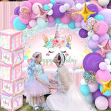Unicorn Decorations - Happy Birthday Balloon Boxes With Letters, Unicorn Arch Kit And Backdrop