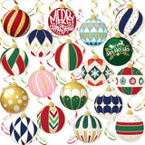 Christmas Ball Hanging Swirl, 48Pcs Merry Christmas Foil Swirls Ceiling Hanging Decorations Indoor For Xmas Holiday Indoor Outdoor Party Supplies