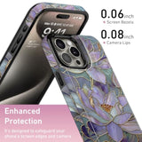 For Iphone 13 Pro Wallet Case With Card Holder, Rfid-Blocking, Military-Grade Protection & Uv-Printed Artwork, Magnetic Closure With Leather Kickstand - Dreamy Lotus