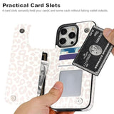 For Iphone 15 Pro Max Case Wallet With Card Holder, White Leopard Cheetah Pattern Back Flip Folio Pu Leather Kickstand Card Slots Case For Women Girls, Double Magnetic Clasp Cover 6.7"
