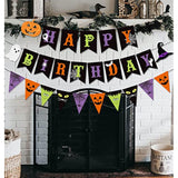 Colorful Halloween Happy Birthday Banner Pumpkin Ghost Pennant Party Decorations