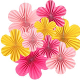Paper Flowers Decorations For Wall Paper Fans Classroom Decoration Paper Floral Backdrop Decor Paper Fans Decoration Hanging Paper Fans Pink Flower Wall Decor, Set Of 9