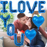 Blue Heart Balloon Valentine Balloons Blue I Love You Balloons For Anniversary Party Decor Wedding Party Supplies Bride Shower Valentines Day Decorations Party Balloon Set-10 Pcs
