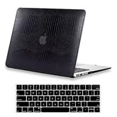 Compatible With Macbook Air 15 Inch Case 2025 2024 2023 M4 M3 M2 A3241 A3114 A2941, Crocodile Skin Alligator Pu Leather Hard Shell Cover For Mac Book Air 15 M4 Case And Keyboard Cover, Black