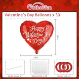 Valentine'S Day Party Pack | 30Pc Red Heart Foil Balloons | 18In 'Happ