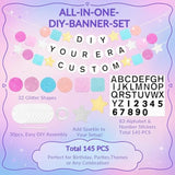 145Pcs DIY Friendship Bracelet Birthday Banner 5.4Ft Glitter Era Decor