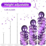 2Pc Purple Balloon Column Kit 100 Balloons Adjustable Tower Stand Party Decor