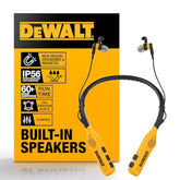 DEWALT Heavy Duty 2-in-1 Neckband Bluetooth Headphones w/Built-in Speakers, Jobsite Wearable Speaker & Around Neck Headphones, Wireless Bluetooth Headset, 60+ Hrs Hands-Free Music/Calls, Carry Pouch
