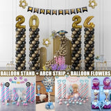 Balloon Column Stand Kit Set Of 4, 7Ft Height Adjustable Balloon Arch Kit With 2 Ballon Garland Strip, Metal Telescopic Pillar Balloon Stand, Birthday Party, Graduation, Halloween Decorations