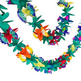 9ft Tropical Hibiscus Paper Garland Multicolor Tissue Flower Banner for Luau Party