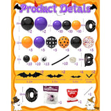 126Pcs Halloween Balloon Arch Kit with Spider Web Bats Purple Orange Black Balloons Decor