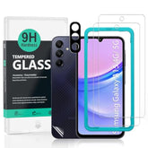 2 Pack Screen Protector For Samsung Galaxy A15 4G/5G 6.6"(Not For Samsung Galaxy A14 4G/5G),9H Hardness Tempered Glass,With 1Pc Camera Lens Protector,1Pc Back Carbon Fiber Film