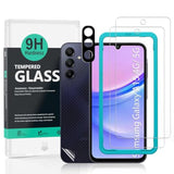 2 Pack Screen Protector For Samsung Galaxy A15 4G/5G 6.6"(Not For Samsung Galaxy A14 4G/5G),9H Hardness Tempered Glass,With 1Pc Camera Lens Protector,1Pc Back Carbon Fiber Film