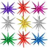 Colorful Star Balloons,9Pcs 22Inch Rainbow Explosion Spike Cone Helium Polyester Film Star Foil Balloons For Birthday Anniversary Baby Shower New Year Christmas Disco Party Decorations