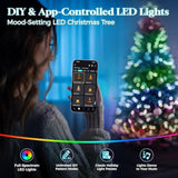 7.5 Ft Prelit Pencil Christmas Tree With 400 Led Lights, App Control, Aspen Artificial Christmas Tree, Multi-Color Rgbw Lights, 1639 Pe & Pvc Branch Tips, Skinny Xmas Tree, For Home, Party
