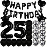 Sweet 25Th Birthday Decorations Party Supplies,Black Number 25 Balloons,25Th Foil Mylar Balloons Latex Balloon Decoration,Great 25Th Birthday For Girls,Women,Men,Photo Props