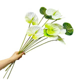 10 Pcs 24"Artificial Anthurium Flowers With Stem, Fake Flower Filler Plants Real Touch Flower For Spring Home Decor,Table Centerpieces, Wedding Party Decor,Background Wall Decor (Mix White/Green)
