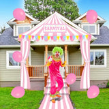 4 Pcs Carnival Circus Tent Decorations Carnival Entryway Door Party Decor Pink And White Striped Awning Hanging Banner Aisle Runners Supply For Circus Theme Birthday Celebration(Exquisite)
