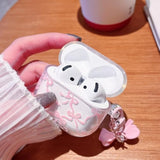 Compatible With Airpods 4 Clear Case,Cute Ribbon Bow Pretty Aesthetic Design With Bow Pearl Keychain,Soft Tpu Protective Shockproof Case For Women Girl For Airpod 4-Pink