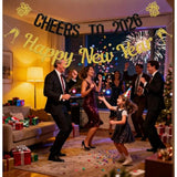Happy New Year Banner Cheers To 2026 Banner Hello 2026 Decoration Gold Black Glitter