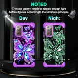 For Galaxy Note 20 Case,Glow In The Dark Three Layer Heavy Duty Shockproof Full Body Protection Hard Plastic Bumper+Soft Silicone Protective Case For Samsung Galaxy Note 20,Dark Butterfly