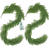 2 Pack Christmas Real Touch Norfolk Pine Garland Table Garland, 6Ft Artificial Faux Greenery Garlands For Mantle Indoor Home Decor Xmas Holiday Seasonal