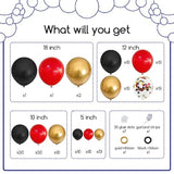 Red Black And Gold Balloons Garland Kit, 124Pcs Red Black Metallic Gol