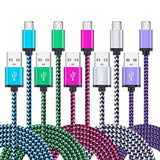 Micro Usb Charger Cable, 5-Pack 6Ft Micro Usb Cable Cord Braided Fast Charging Phone Charger For Samsung Galaxy J3 J7 S6 S7 Edge, Tablet, Lg Stylo 2/3 Lg G3 G4 K30 K20 Plus, Old Kindle 7 8 10