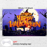 Purple Night Moon Cemetery Pumpkin Backdrop Banner Indoor Outdoor Halloween Decor Photography