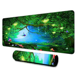 Butterfly Large Mousepad 31.5X11.8 Inches Dream Wonderland Moon Forest Plants Trees Graphic Printed Game Mousepad For Office Computer Desk Decoration Bdxpmn256