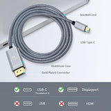 8K Usb-C To Displayport Cable 6-Foot 4K@144Hz 8K@60Hz 5K 2K@165Hz Usb To Dp Adapter Display Port Cord Nylon Braided Aluminum Connector For Monitor Computer Laptop Television Tablet