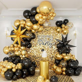 146pc Black Gold Balloon Garland Arch Kit with Star Foil Balloons Party Decor