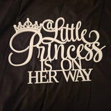 A Little Princess Is On Her Way Sign For Backdrop - Wooden Baby Shower Gender Reveal Wall Decorations Banner Decor With Decoative Tiara Crown Picture