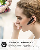 Bluetooth Earpiece V5.0 Wireless Handsfree Headset With Microphone 24 Hrs Driving Headset 60 Days Standby Time For Iphone Android Samsung Laptop Trucker Driver (Black)