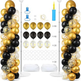 Adjustable Balloon Column Stand Kit: Black & Gold Party Decor - 100 Balloons