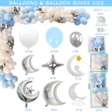 154 Pcs Over The Moon Baby Shower Decorations, We Are Over The Moon Baby Shower Decorations Backdrop Balloon Garland Glitter Banner Cake Cupcake Topper Boxes Cutout Starry Night Galaxy Sliver
