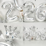 2026 Silver Number Balloons 40 Inch Foil NYE Graduation Party Decor