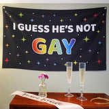 Funny Party Banner 60" X 33" – Hilarious Decoration For Adults, Gag Gift Décor For Him Or Her – Sarcastic, Bold & Reusable Sign -Guess He'S Not Gay