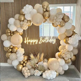 White Sand Gold Balloons Garland Arch Kit,156Pcs White Nude Balloons W