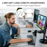 Usb Headset With Microphone For Pc 7.5 Ft Cable, Usb A Headphones For Computer, Wired Usba Earbuds With Mute In-Line Stereo Noise Canceling Call Cord Laptop Earphones For Dell Surface Switch, Black