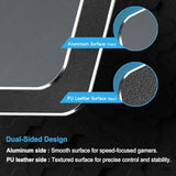 Ppm-22 Dual-Sided Aluminum Gaming Mouse Pad (9.45" X 7.87"), Hard Metal Mouse Mat With Pu Leather, Non-Slip Design, Smooth & Precision Surface For All Mice
