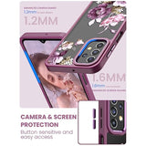 For Samsung A23 4G/ 5G Case, Galaxy A23 Case Tempered Glass Screen Protector,Military Grade Drop Tested Hard Back & Soft Edge Slim Flower Women Girls Phone Protective Cover For A23 5G (Purple)