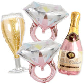 Partyforeve 2 Rose Gold Glitter Ring Bachelorette Balloons 40In Bottle Glass Bridal