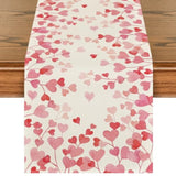 Pink Love Valentine'S Table Runner, Anniversary Wedding Kitchen Dining Table Decoration For Home Party Decor 13X72 Inch